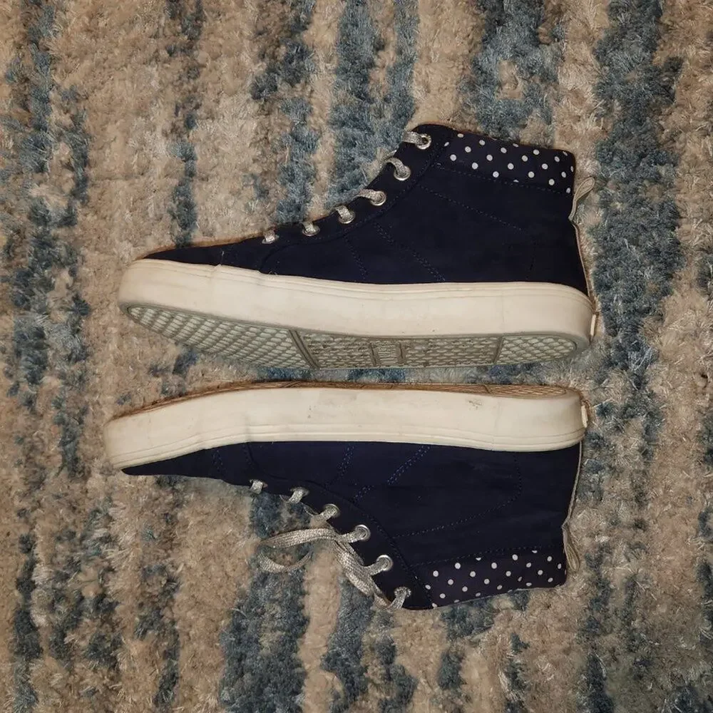 OLD NAVY Girls Faux Suede High Tops Sneakers Boots Metallic Lace up Blue || sz 4